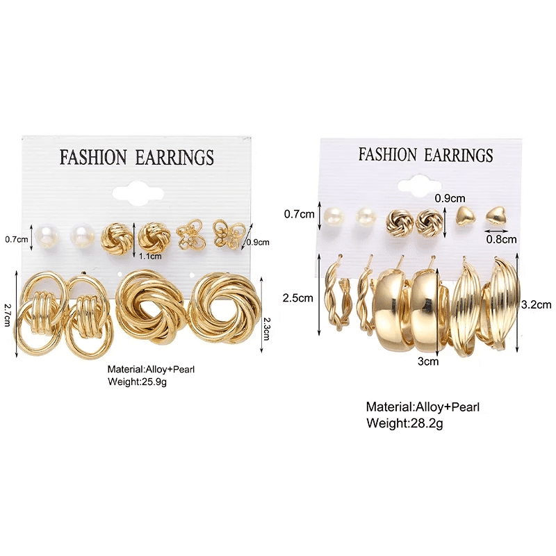 Elegant Vintage Pearl Gold Tone Dangle Earrings Set Fashion Jewelry