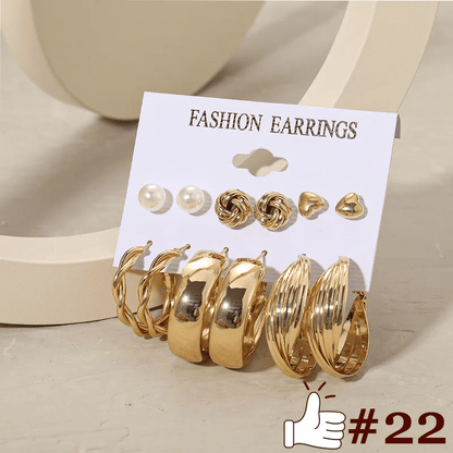 Elegant Vintage Pearl Gold Tone Dangle Earrings Set Fashion Jewelry