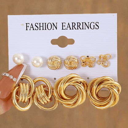 Elegant Vintage Pearl Gold Tone Dangle Earrings Set Fashion Jewelry