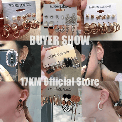 Elegant Vintage Pearl Gold Tone Dangle Earrings Set Fashion Jewelry