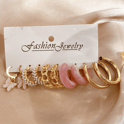 Elegant Vintage Pearl Gold Tone Dangle Earrings Set Fashion Jewelry