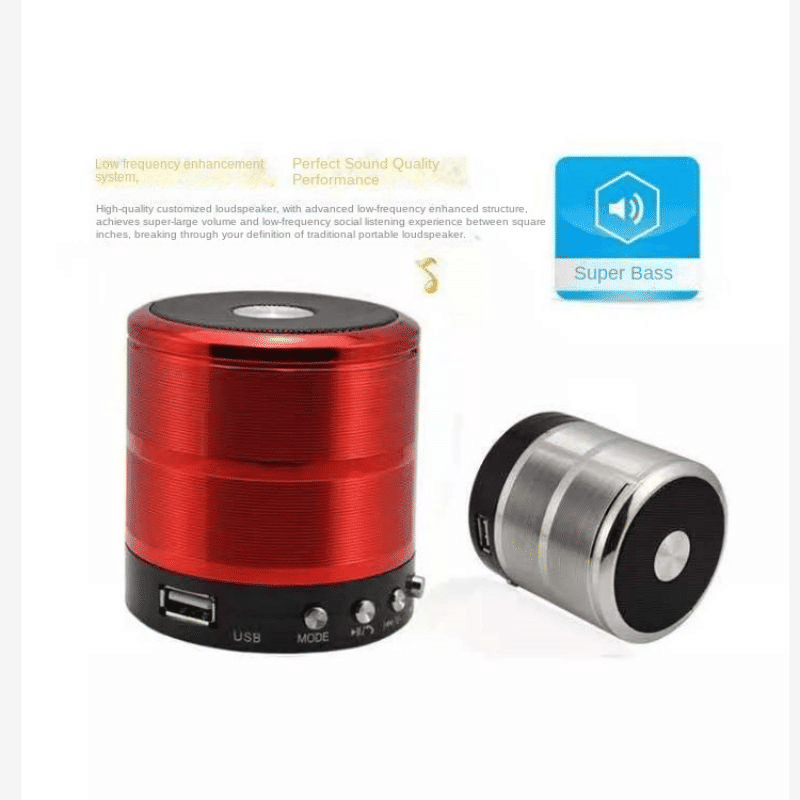 Portable Metallic Mini Bluetooth Speaker, Wireless Hands-Free, USB, FM Radio