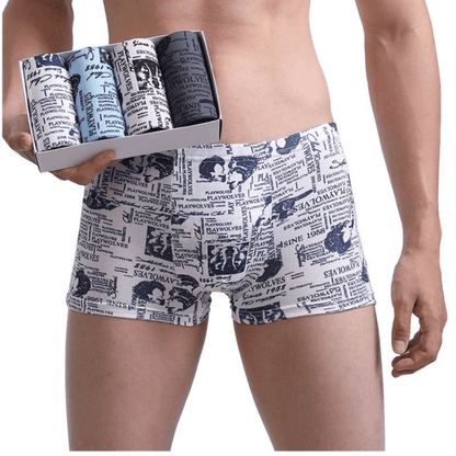 Men's Printed Seamless Mid-Rise Breathable Boxer Briefs - Ultimate Comfort
