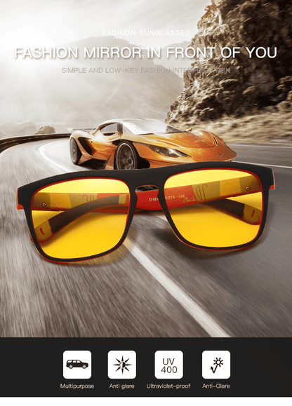 Men's Yellow Lens Anti-Glare Night Driving UV400 Sunglasses Goggles
