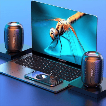 Compact Portable Bluetooth Speaker with Wireless Subwoofer for Home & Outdoor Audio