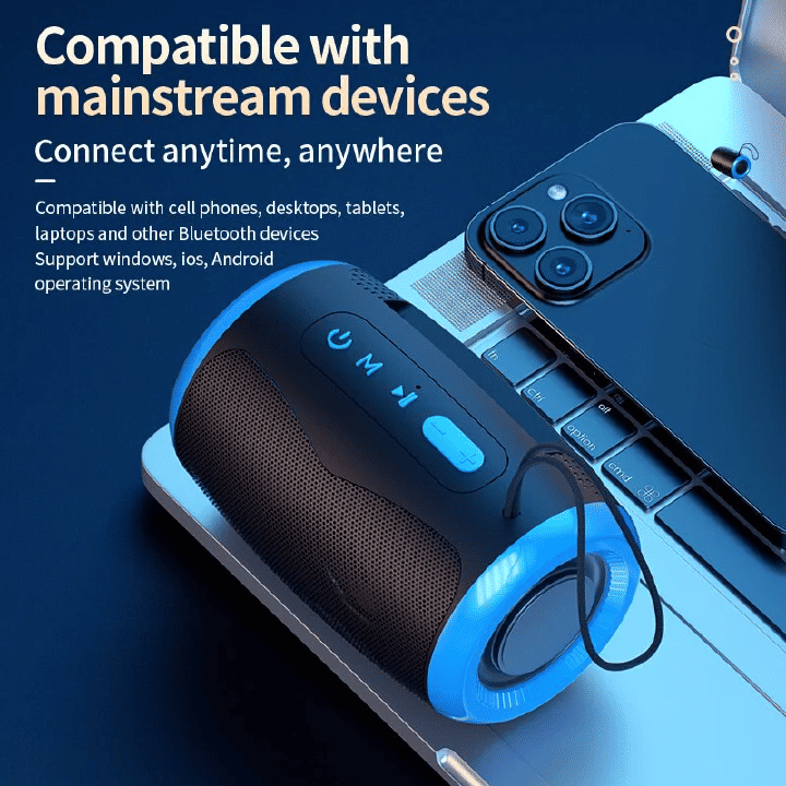 Portable TWS Bluetooth Speaker: Long-Life Battery, Powerful Stereo Sound, Compact Design