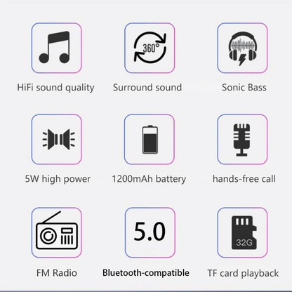 Versatile Portable Bluetooth Speaker: FM Radio, USB, AUX, TF, MP3