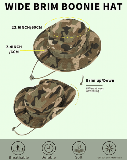 Premium Outdoor Camouflage Bucket Hat - Wide Brim Sun Protection Fishing