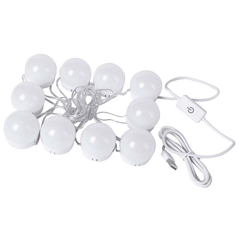 Adjustable 10 LED Vanity Mirror Lights: 3-Color USB Dressing Table Fill Light