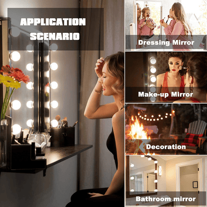 Adjustable 10 LED Vanity Mirror Lights: 3-Color USB Dressing Table Fill Light
