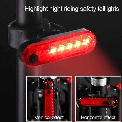 USB Rechargeable Bicycle Headlight Taillight Set - Waterproof LED Cycling Safety Light