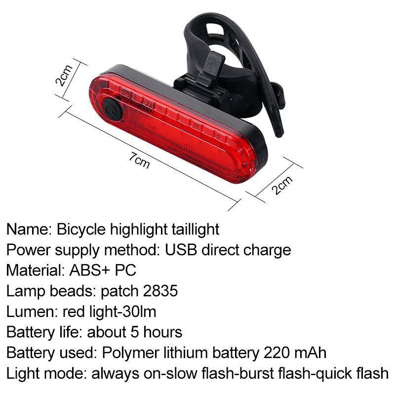 USB Rechargeable Bicycle Headlight Taillight Set - Waterproof LED Cycling Safety Light