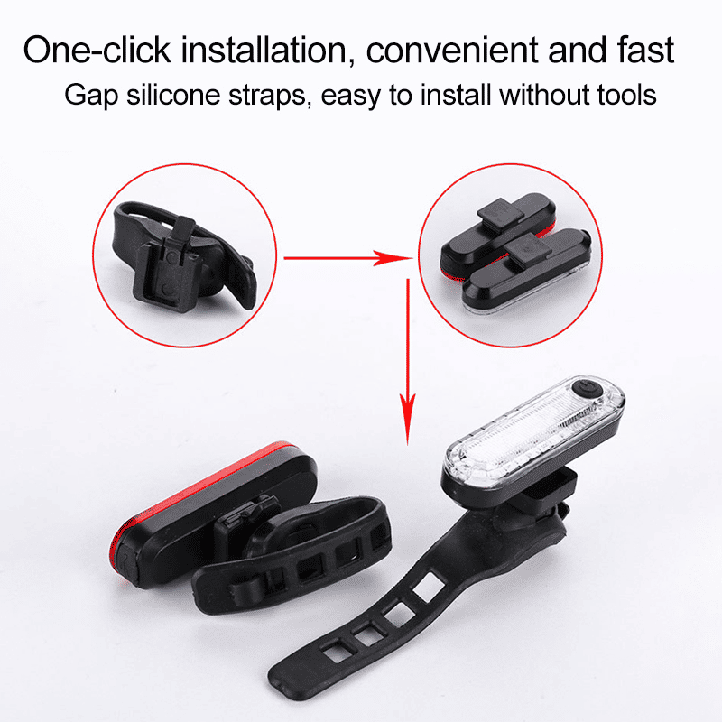 USB Rechargeable Bicycle Headlight Taillight Set - Waterproof LED Cycling Safety Light