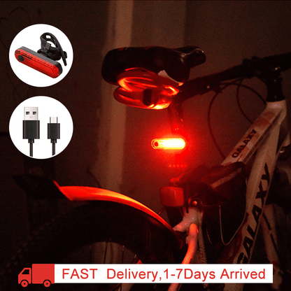 USB Rechargeable Bicycle Headlight Taillight Set - Waterproof LED Cycling Safety Light
