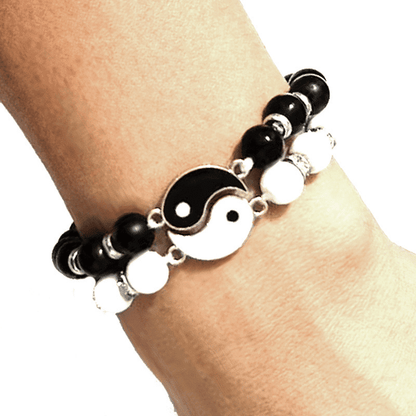 Yin Yang Tai Chi Bagua Natural Stone Beaded Bracelets for Couples & Friends