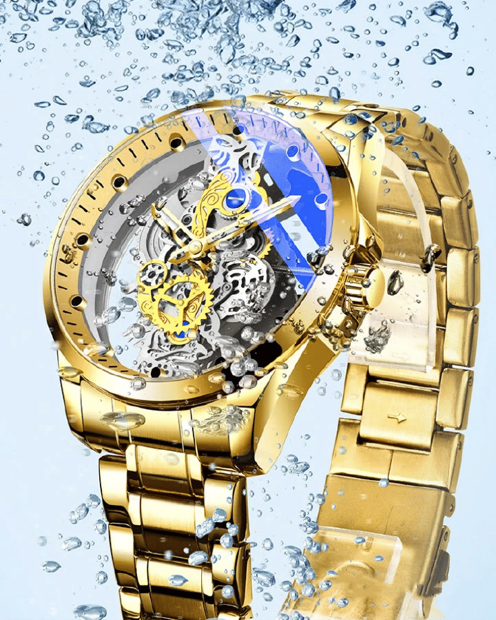 TIGERAO Luxury Automatic Mechanical Men's Watch, Transparent Hollow, Waterproof, Luminous