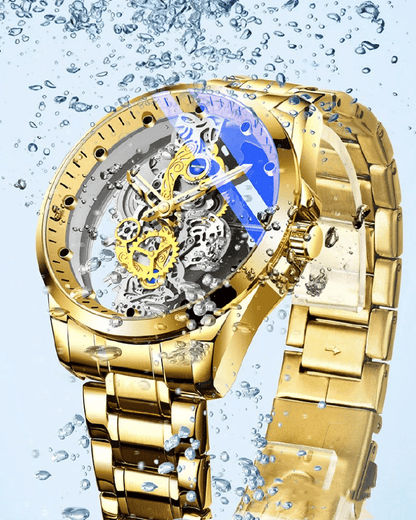 TIGERAO Luxury Automatic Mechanical Men's Watch, Transparent Hollow, Waterproof, Luminous