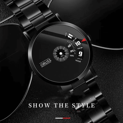 ORUSS Men's Stainless Steel Strap Quartz Sports Watch Business Wristwatch