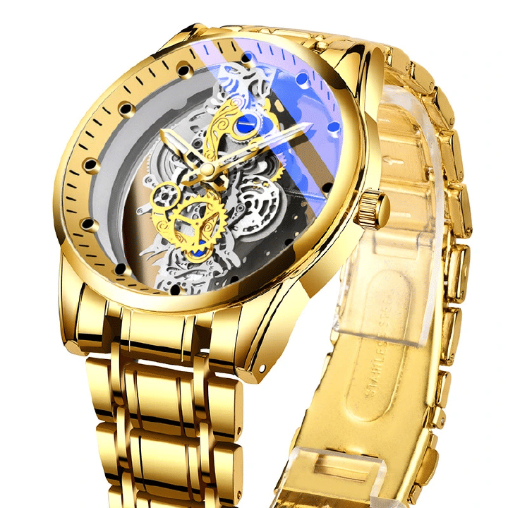 TIGERAO Luxury Automatic Mechanical Men's Watch, Transparent Hollow, Waterproof, Luminous