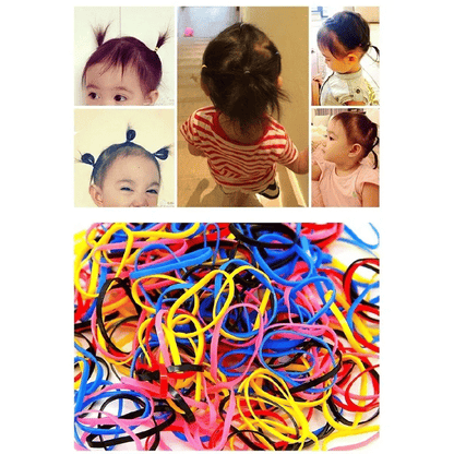 1000 Pcs Colorful Disposable Elastic Hair Bands for Girls, Kids Ponytail Holders