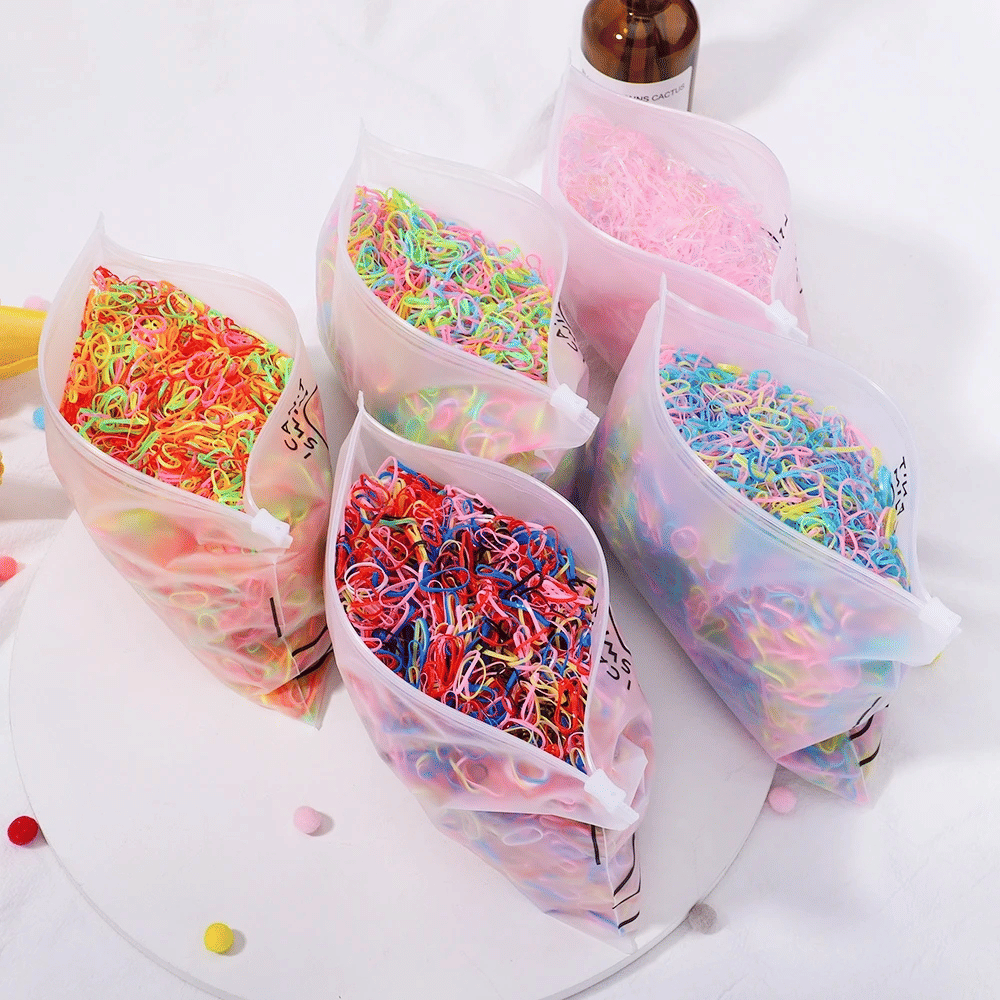 1000 Pcs Colorful Disposable Elastic Hair Bands for Girls, Kids Ponytail Holders