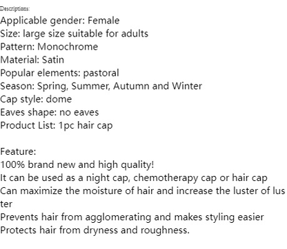 Large Silk Satin Bonnet for Sleeping, Hair Protection, Tie Band Edge Scarf