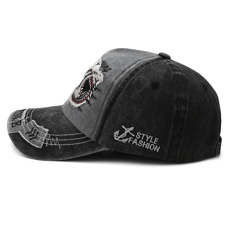 Premium Embroidered Shark Baseball Cap, Cotton Stretch Fit for Men & Women
