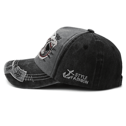 Premium Embroidered Shark Baseball Cap, Cotton Stretch Fit for Men & Women
