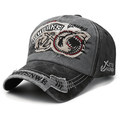Premium Embroidered Shark Baseball Cap, Cotton Stretch Fit for Men & Women