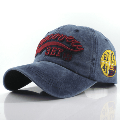 Vintage Washed Cotton Unisex Baseball Cap – Embroidered Letter Snapback Sun Hat