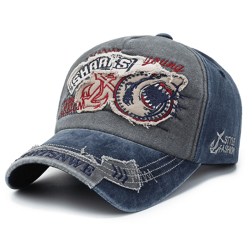 Premium Embroidered Shark Baseball Cap, Cotton Stretch Fit for Men & Women