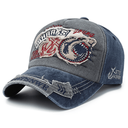 Premium Embroidered Shark Baseball Cap, Cotton Stretch Fit for Men & Women