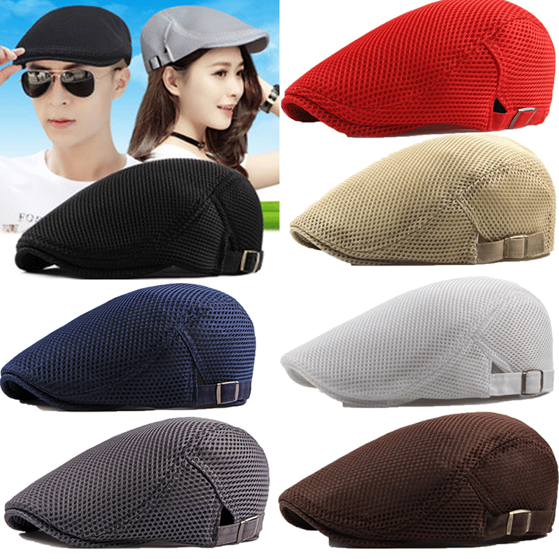 Men's Breathable Cotton Cabbie Flat Cap - Stylish Newsboy Beret Ivy Hat
