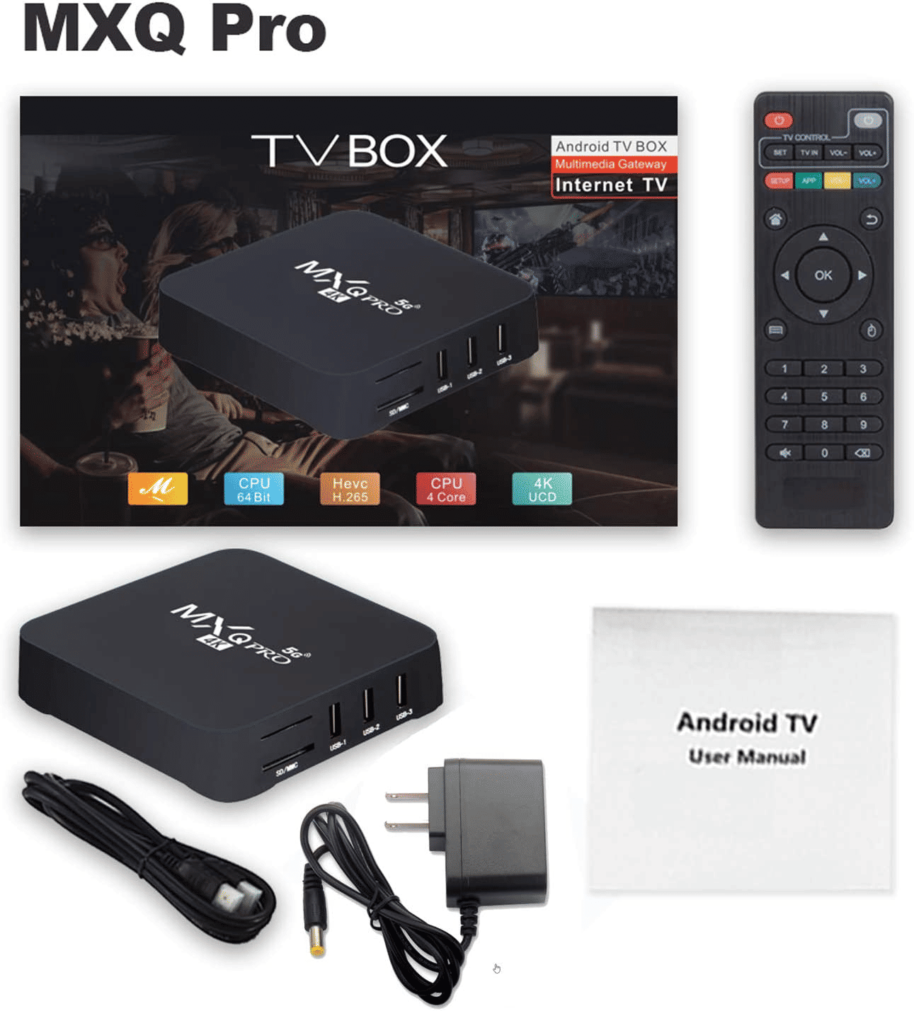 MXQpro RK3229 Android 10.1 4K Smart TV Box with Remote Control