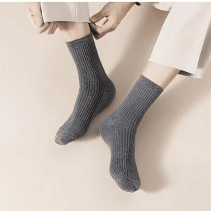 Premium 6-Pair Men's Striped Cotton Business Socks - Breathable All-Season Mid-Calf Quality Knit