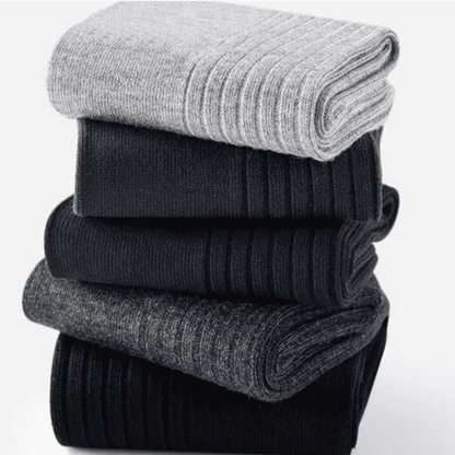 Premium 6-Pair Men's Striped Cotton Business Socks - Breathable All-Season Mid-Calf Quality Knit