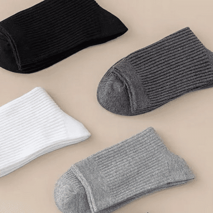 Premium 6-Pair Men's Striped Cotton Business Socks - Breathable All-Season Mid-Calf Quality Knit