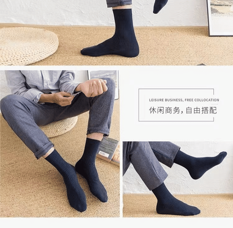 Premium 6-Pair Men's Striped Cotton Business Socks - Breathable All-Season Mid-Calf Quality Knit