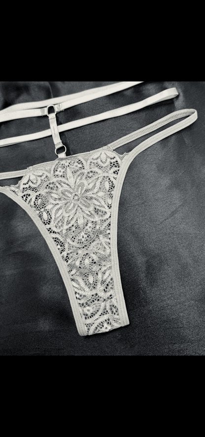 Women's Floral Lace Lingerie Set: Elegant Cut-Out Bra & Thong Underwear