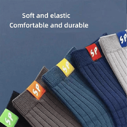 5 Pairs Men's Premium Cotton Blend Medium Sports Socks - Autumn & Winter Comfort