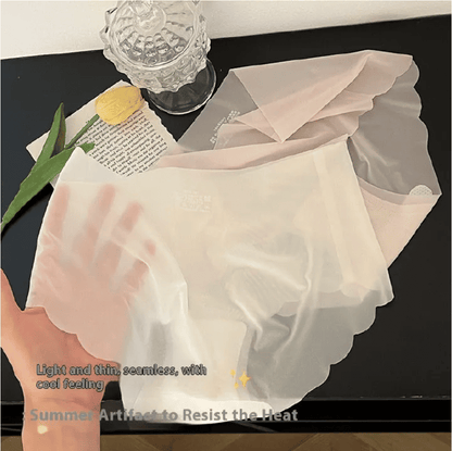 5-Pack Seamless Ice Silk Mid-Waist Panties for Women - Tummy Control & Hip Lift