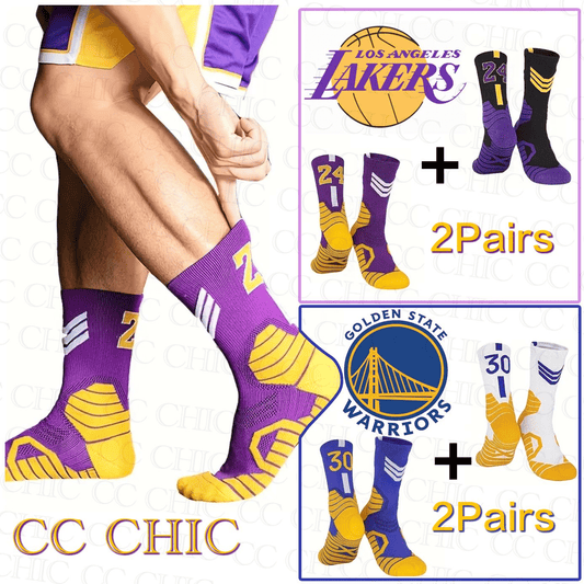 2 Pairs Men's Performance Basketball Mid-Calf Socks: Breathable, Shock-Absorbing