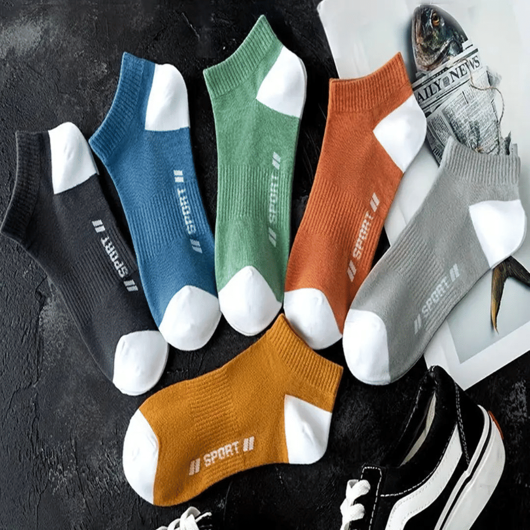 Men's 5-Pair Breathable Crew Socks: Comfy, Casual, Stylish Letter Pattern Sports