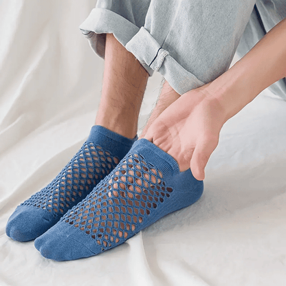 Premium 5-Pack Cotton Mesh No Show Socks: Breathable, Anti-Odor, Sweat-Resistant