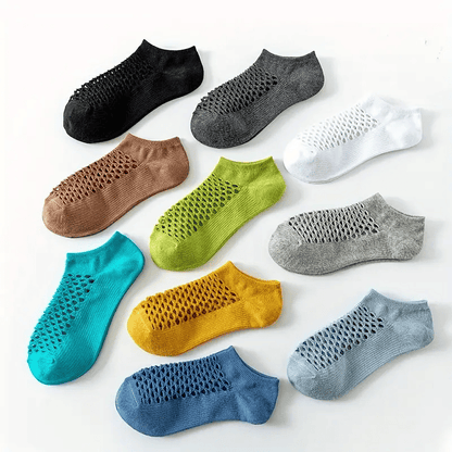 Premium 5-Pack Cotton Mesh No Show Socks: Breathable, Anti-Odor, Sweat-Resistant