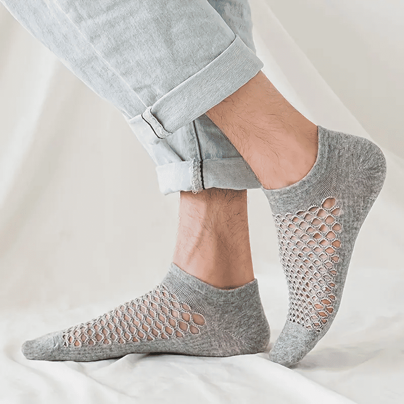Premium 5-Pack Cotton Mesh No Show Socks: Breathable, Anti-Odor, Sweat-Resistant