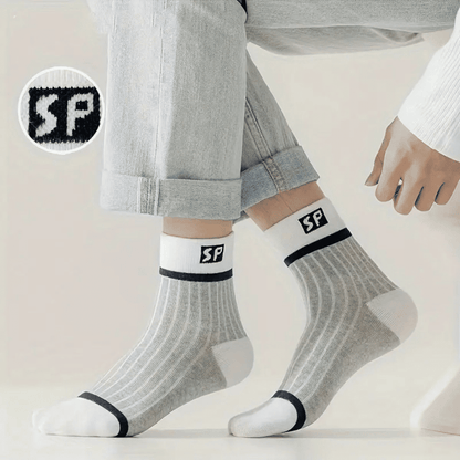 5 Pairs Men's Cotton Blend Medium Sports Socks for Autumn Winter Wear