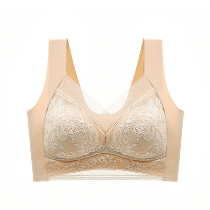 Plus Size Lace Ice Silk Bra: Wireless, Breathable, Gathering, Beauty Back Support