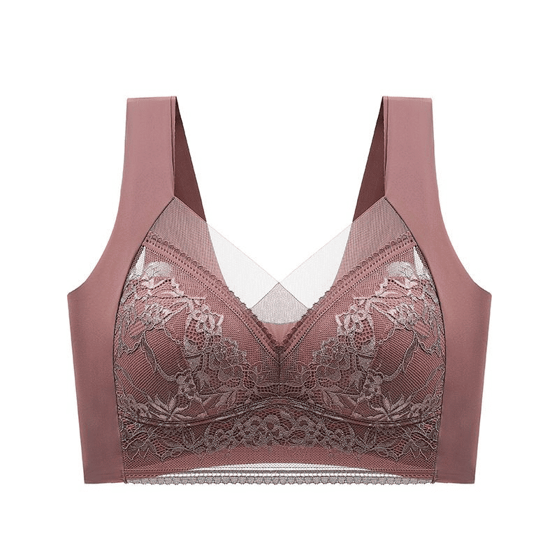 Plus Size Lace Ice Silk Bra: Wireless, Breathable, Gathering, Beauty Back Support