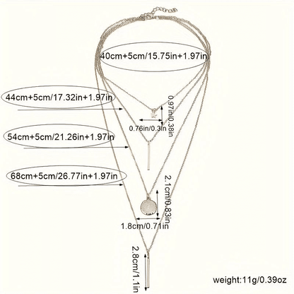 Elegant Multi-Layer Star Disc Geometric Fashion Necklace for Women